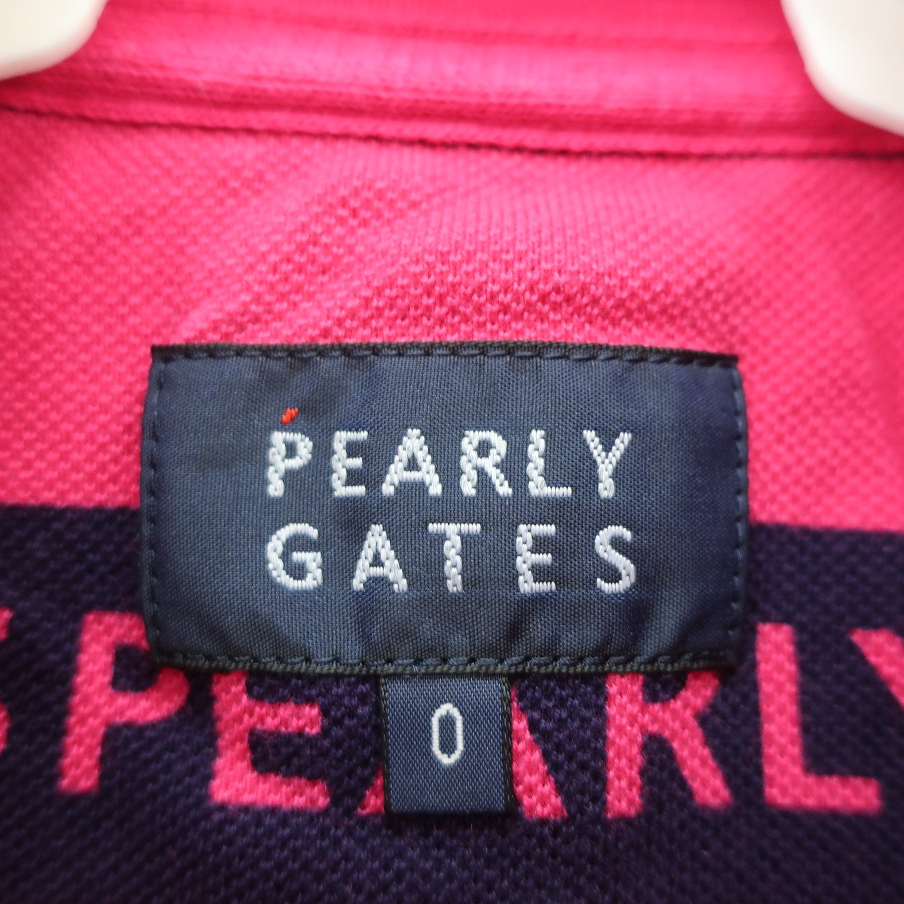 PEARLY GATES(パーリーゲイツ) ポロシャツ ピンクネイビーロゴ文字柄 レディース 0 055-0260806 A
