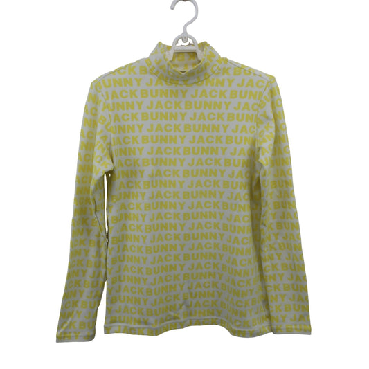 Jack Bunny(ジャックバニー) ハイネックシャツ 白黄色ロゴ文字柄 レディース 1 263-1266052 A