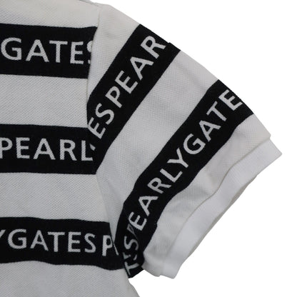 PEARLY GATES(パーリーゲイツ) ポロシャツ 白ネイビーロゴ文字柄 レディース 0 055-0260806 A