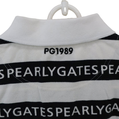PEARLY GATES(パーリーゲイツ) ポロシャツ 白ネイビーロゴ文字柄 レディース 0 055-0260806 A