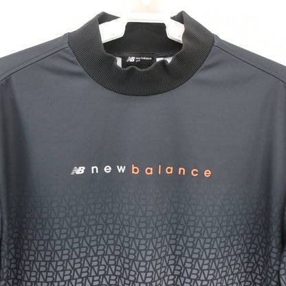 New Balance golf(ニューバランスゴルフ) 半袖モックネックシャツ 黒白ロゴ文字柄 メンズ 7 012-3166103 A