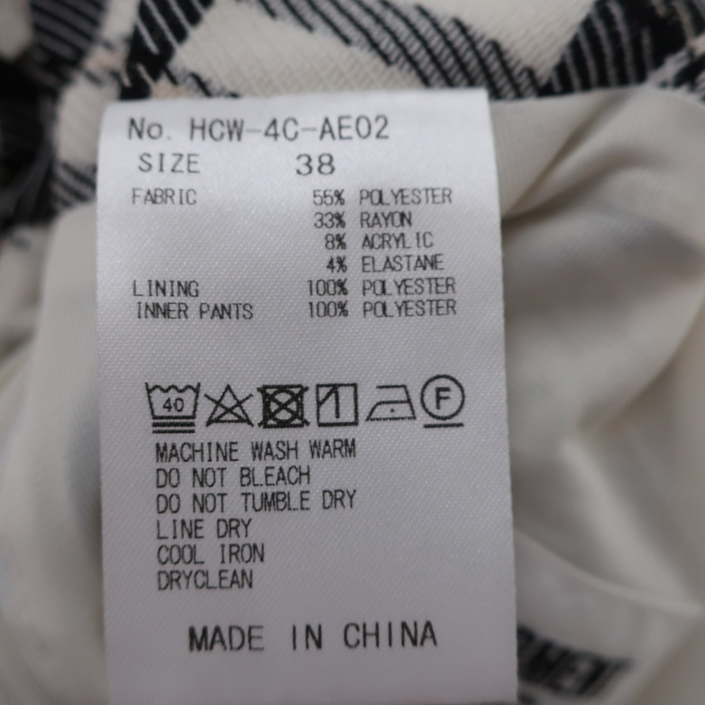 HORN GARMENT スカート 白黒チェック レディース 38 A
