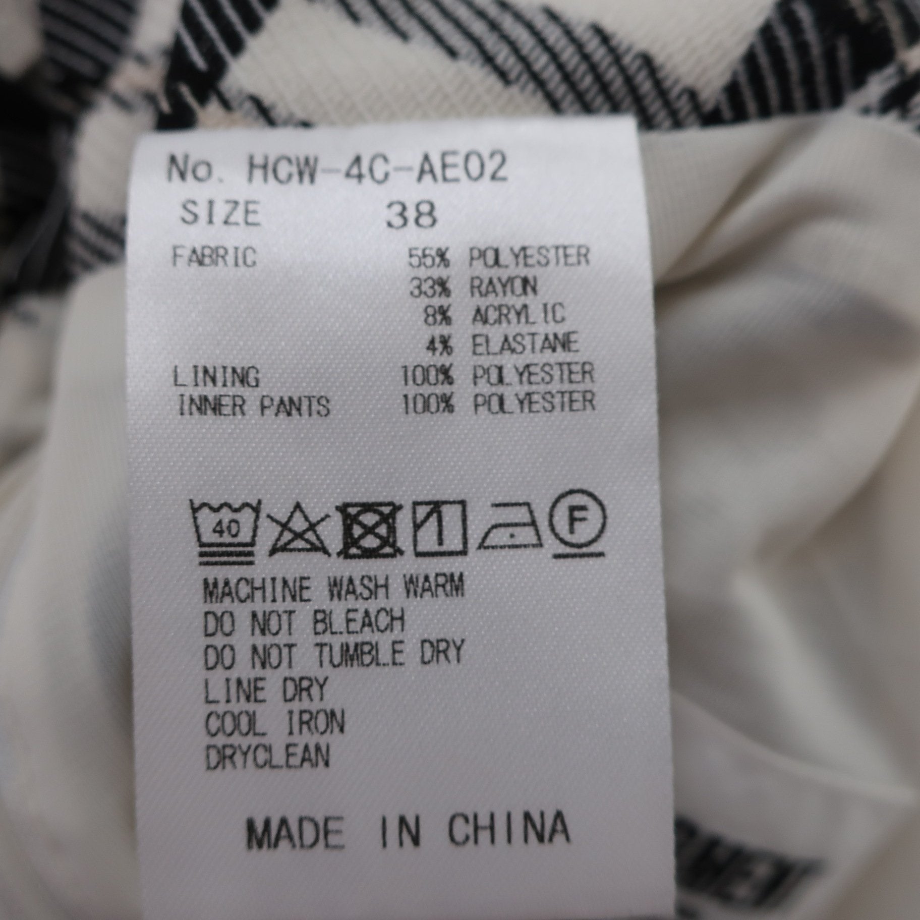 HORN GARMENT スカート 白黒チェック レディース 38 A