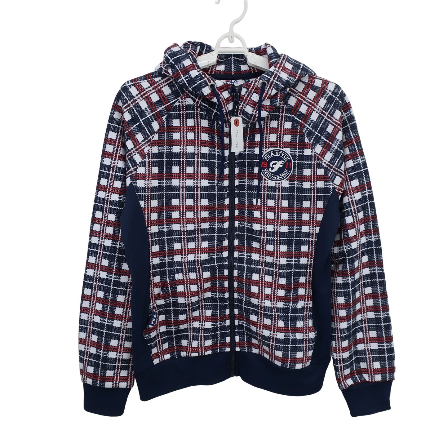 FILA GOLF(フィラゴルフ) パーカー 白ネイビー赤チェック レディース M A