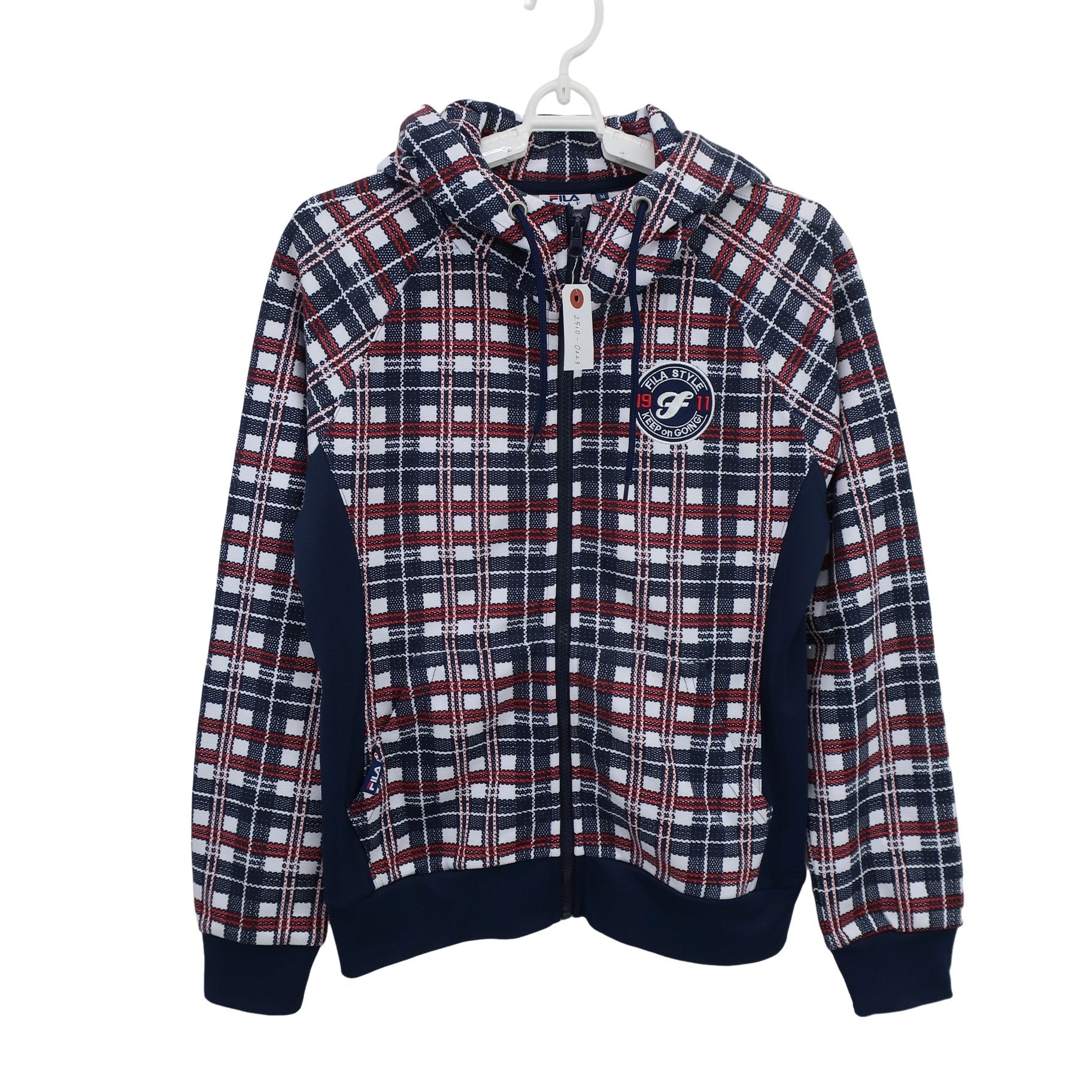 FILA GOLF(フィラゴルフ) パーカー 白ネイビー赤チェック レディース M A