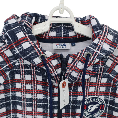 FILA GOLF(フィラゴルフ) パーカー 白ネイビー赤チェック レディース M A