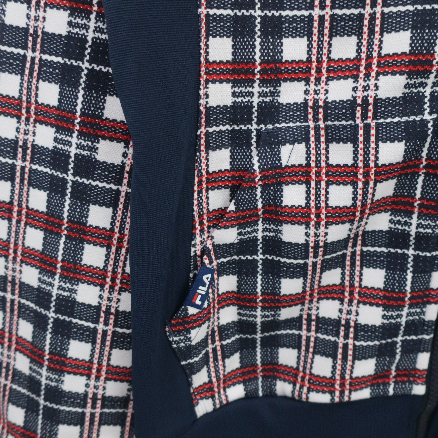 FILA GOLF(フィラゴルフ) パーカー 白ネイビー赤チェック レディース M A