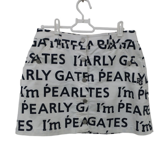 PEARLY GATES(パーリーゲイツ) スカート 白ネイビー文字柄 レディース 2 055-9134316 A