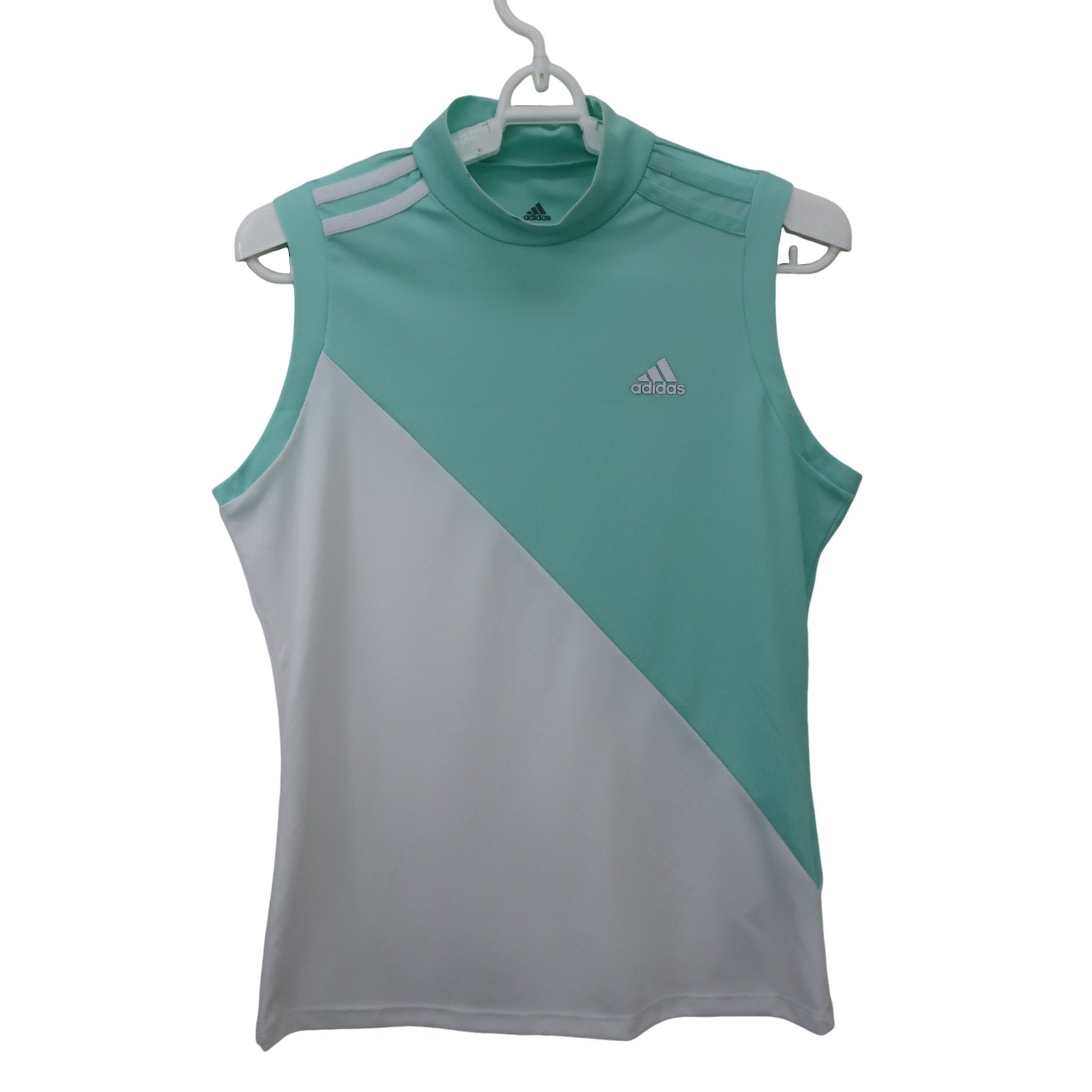 adidas(アディダス) ノースリーブモックネックシャツ ミントグリーン白 レディース M A