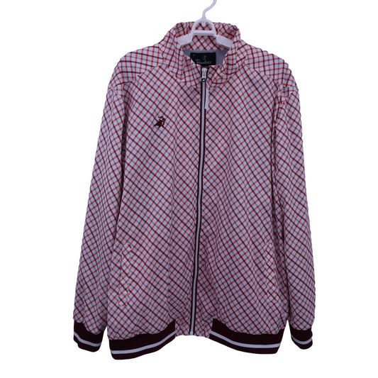 Paradiso(パラディーゾ) ナイロンブルゾン 白ピンク黒チェック メンズ LL A