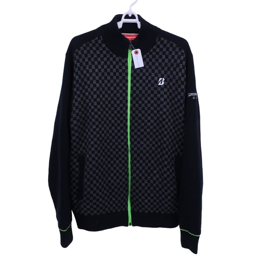 BRIDGESTONE GOLF(ブリヂストンゴルフ) ニットブルゾン 黒チェック メンズ LL A