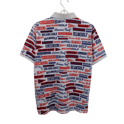 BEAMS GOLF(ビームスゴルフ) ポロシャツ 白ネイビー赤ロゴ柄 メンズ S S