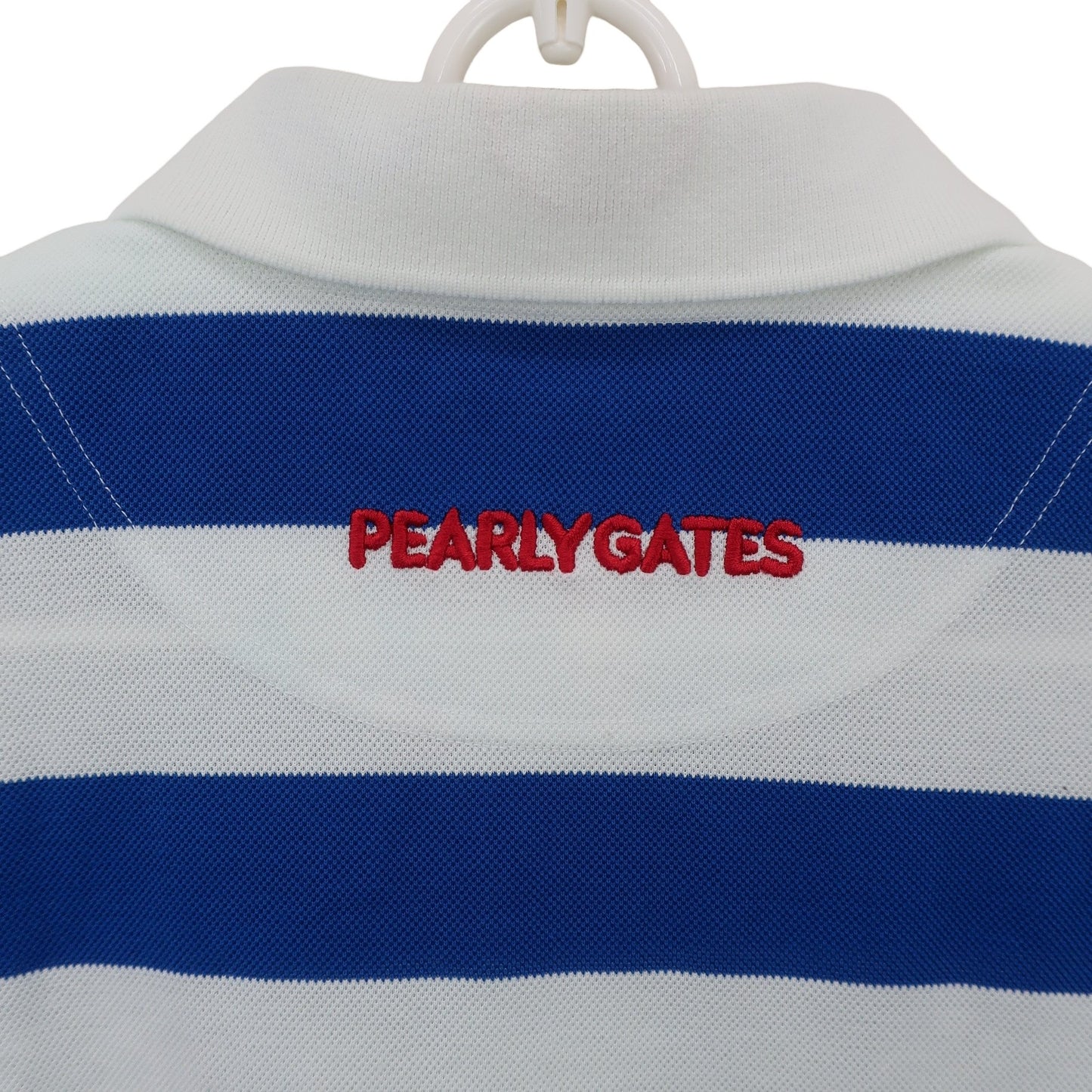PEARLY GATES(パーリーゲイツ) ポロシャツ 白青ボーダー メンズ 3 053-7260761 A