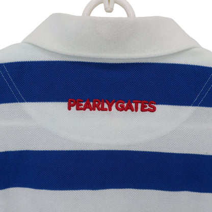 PEARLY GATES(パーリーゲイツ) ポロシャツ 白青ボーダー メンズ 3 053-7260761 A