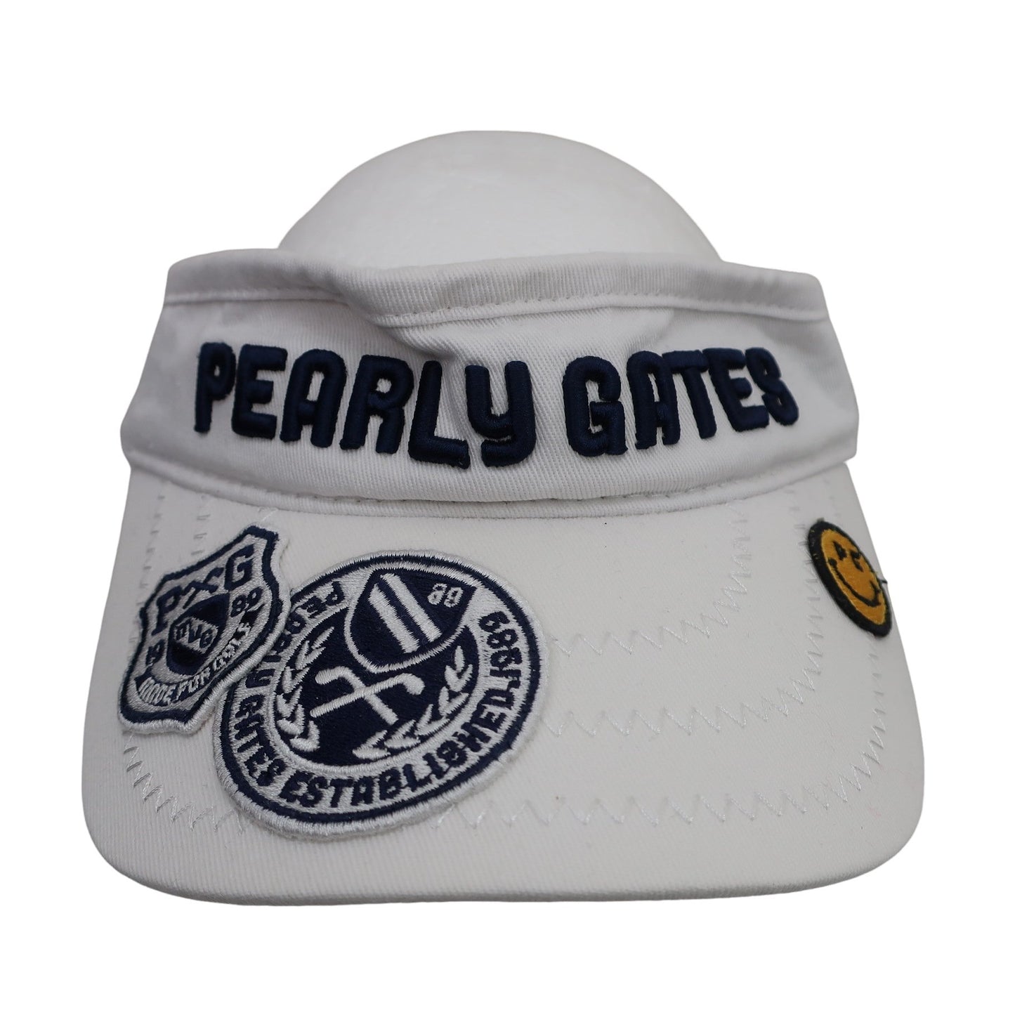 PEARLY GATES(パーリーゲイツ) サンバイザー 白ネイビー メンズ フリーサイズ A