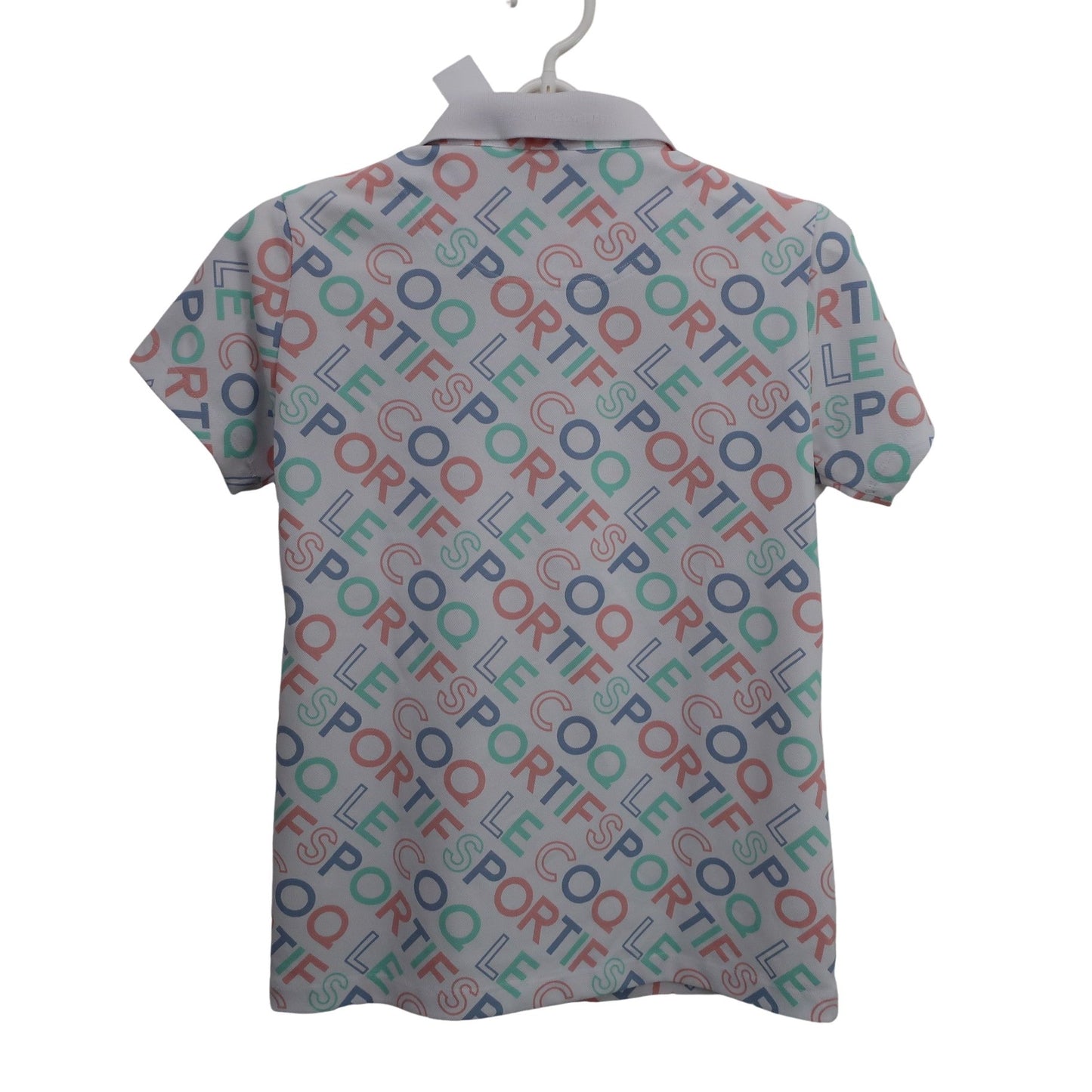 le coq sportif(ルコックスポルティフ) ポロシャツ 白パステルロゴ柄 レディース M A