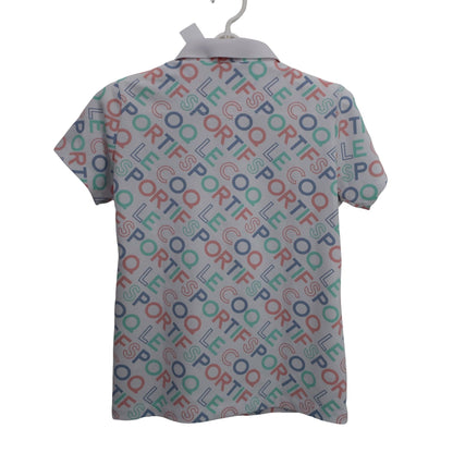 le coq sportif(ルコックスポルティフ) ポロシャツ 白パステルロゴ柄 レディース M A