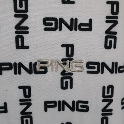 PING(ピン) 半袖モックネックシャツ 白黒ロゴ柄 メンズ L A