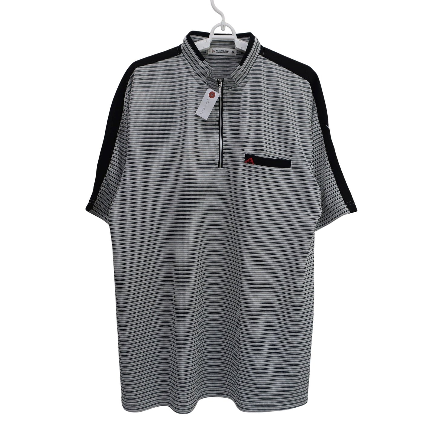 DUNLOP(ダンロップ) ハーフジップシャツ 白黒ボーダー メンズ LL A