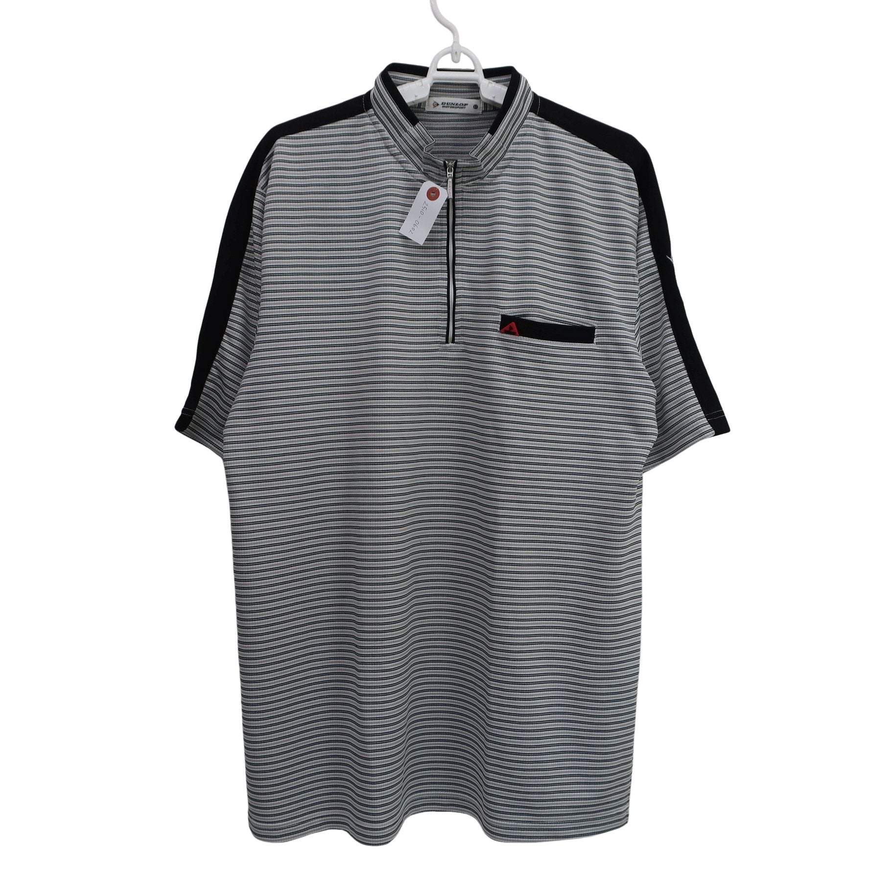 DUNLOP(ダンロップ) ハーフジップシャツ 白黒ボーダー メンズ LL A