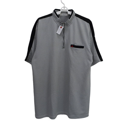 DUNLOP(ダンロップ) ハーフジップシャツ 白黒ボーダー メンズ LL A