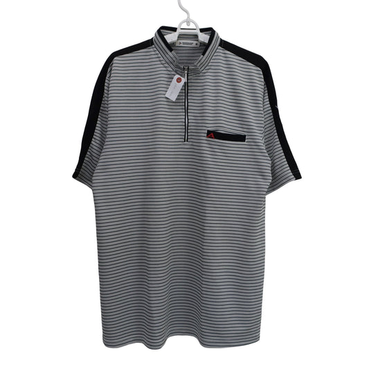 DUNLOP(ダンロップ) ハーフジップシャツ 白黒ボーダー メンズ LL A