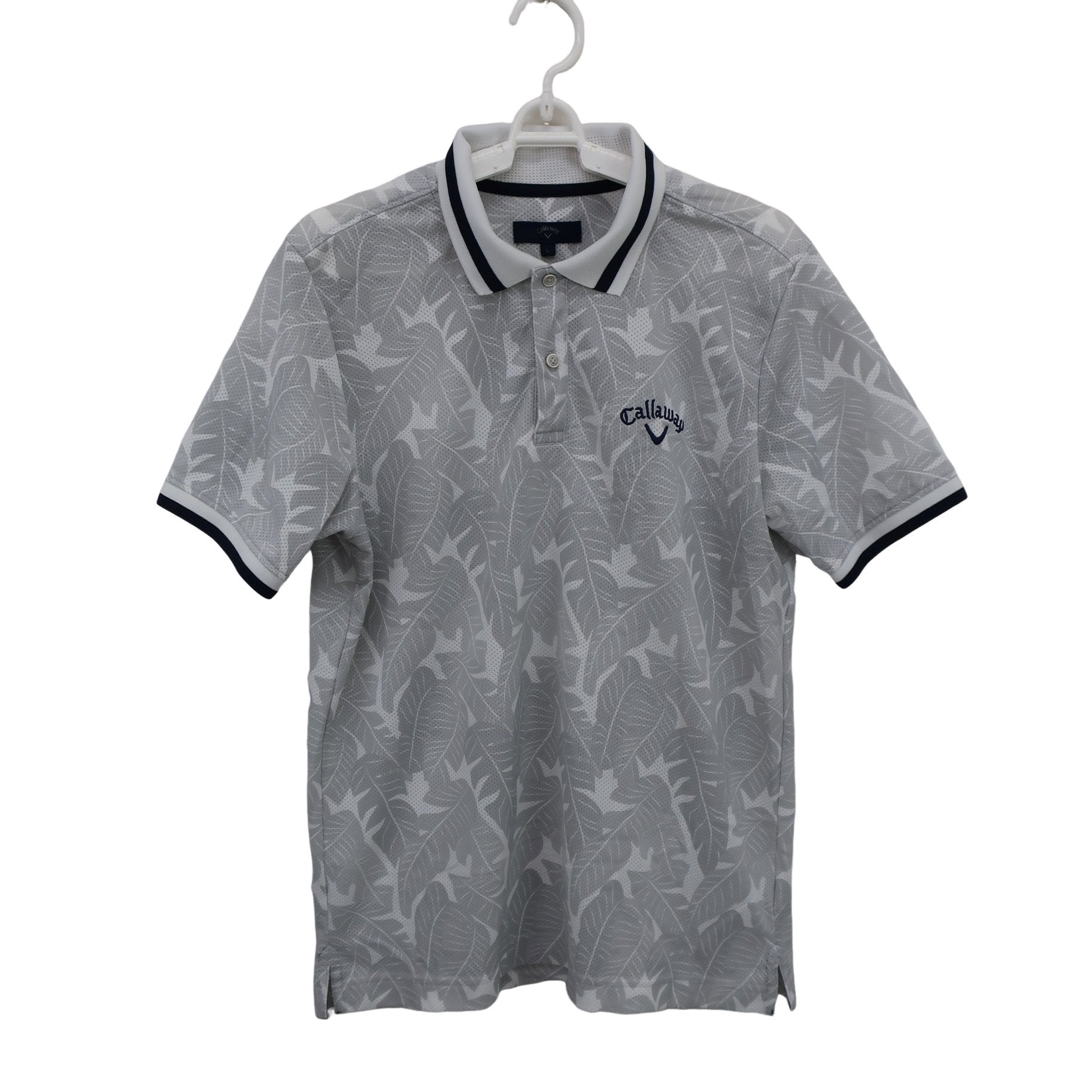 Callaway(キャロウェイ) ポロシャツ 白グレー総柄 メンズ L 241-9151532 A