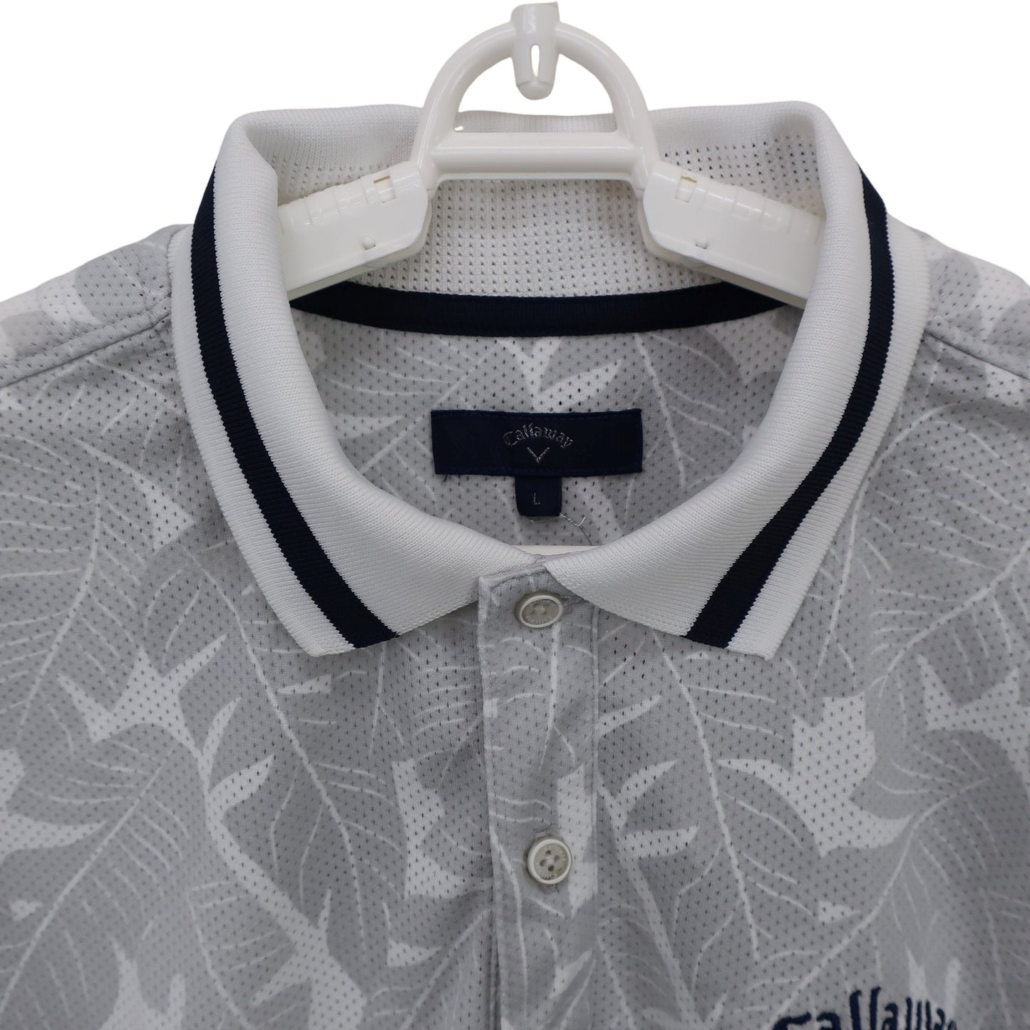 Callaway(キャロウェイ) ポロシャツ 白グレー総柄 メンズ L 241-9151532 A