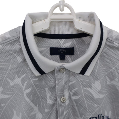 Callaway(キャロウェイ) ポロシャツ 白グレー総柄 メンズ L 241-9151532 A