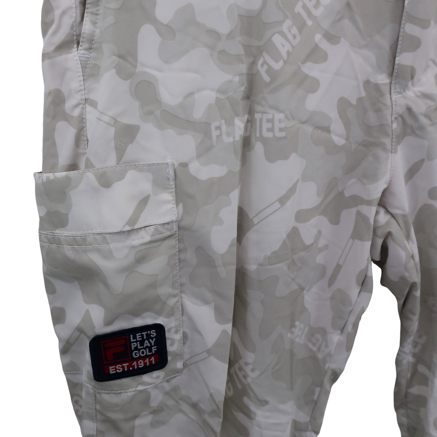FILA GOLF(フィラゴルフ) ナイロンパンツ 白グレーカモフラ柄 メンズ LL A
