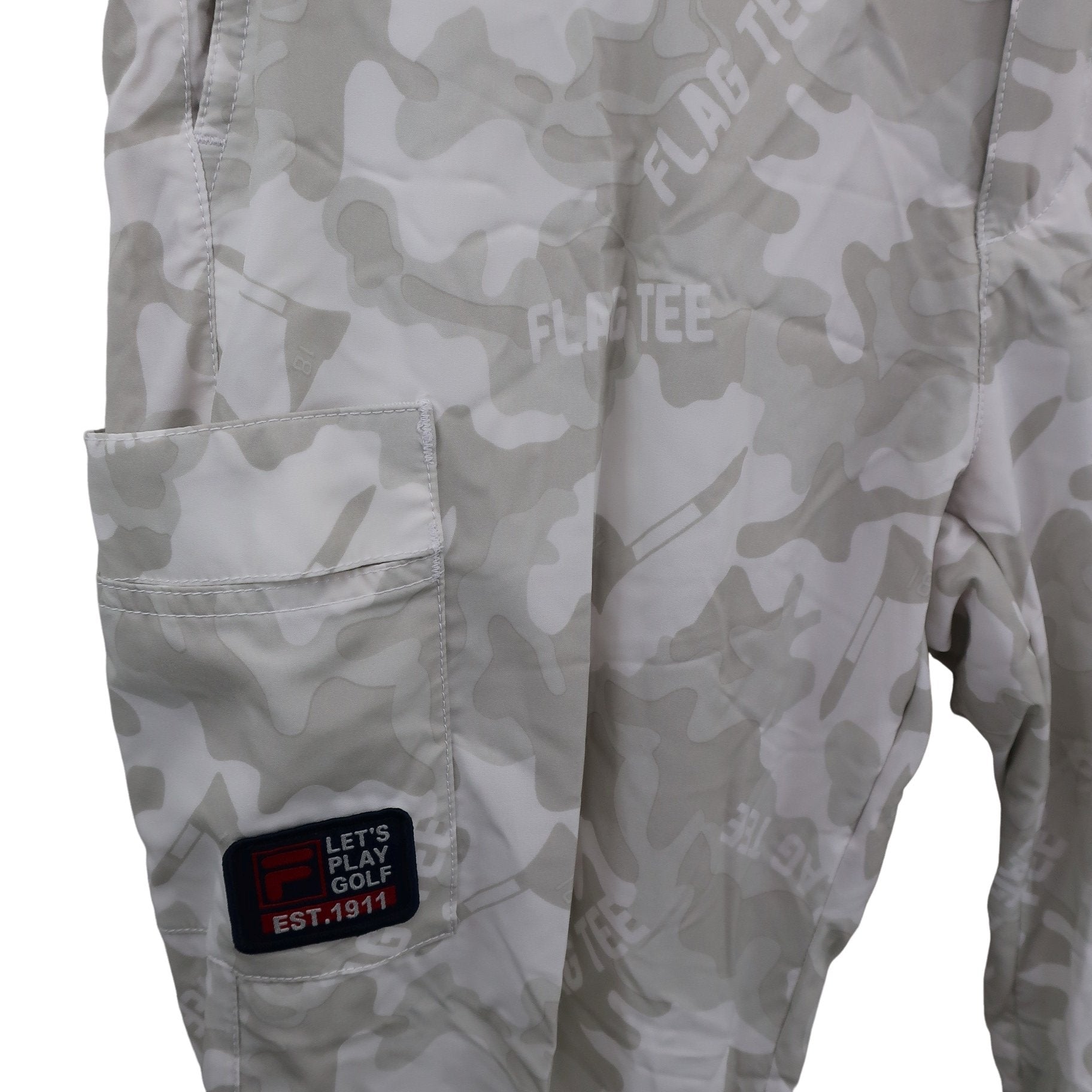 FILA GOLF(フィラゴルフ) ナイロンパンツ 白グレーカモフラ柄 メンズ LL A