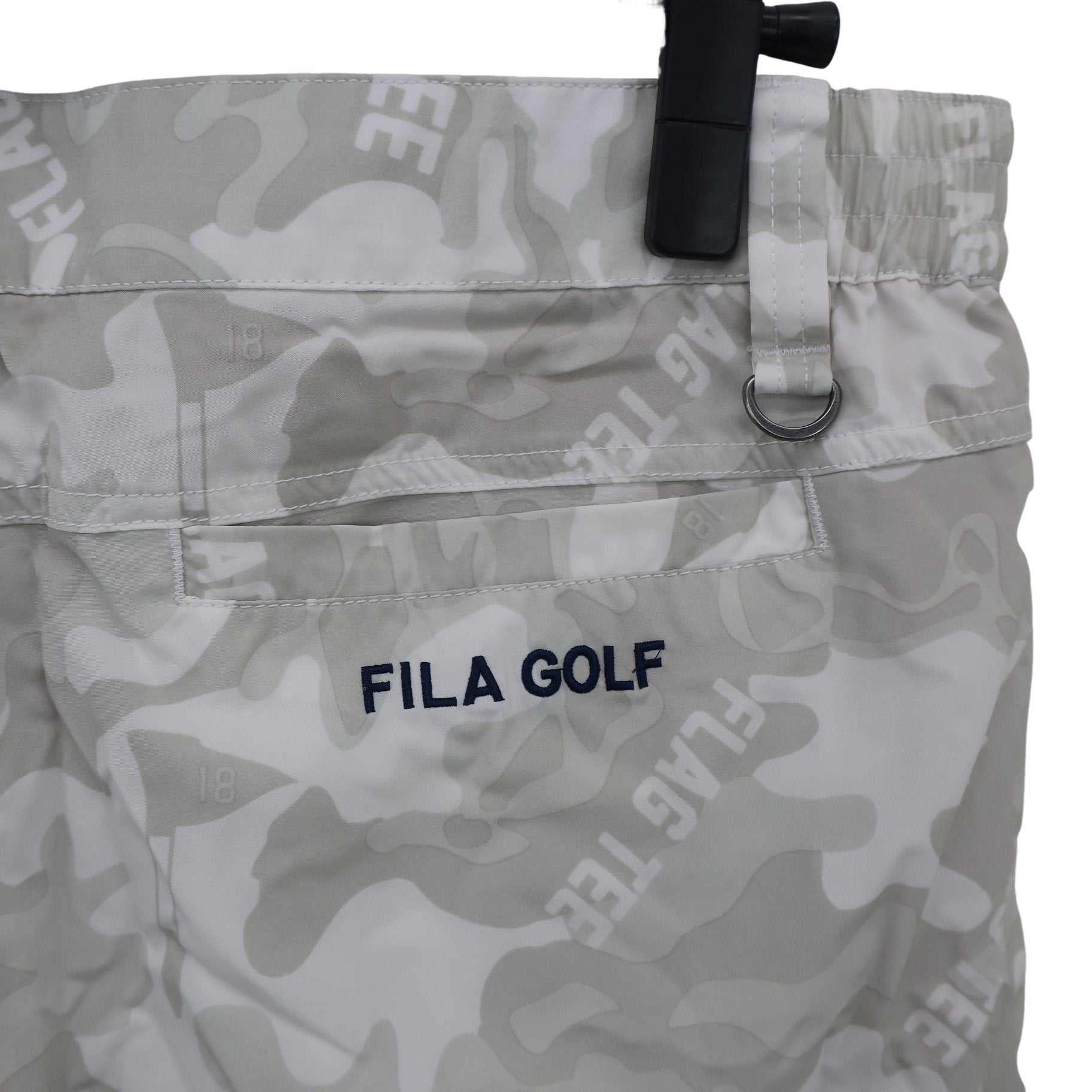 FILA GOLF(フィラゴルフ) ナイロンパンツ 白グレーカモフラ柄 メンズ LL A
