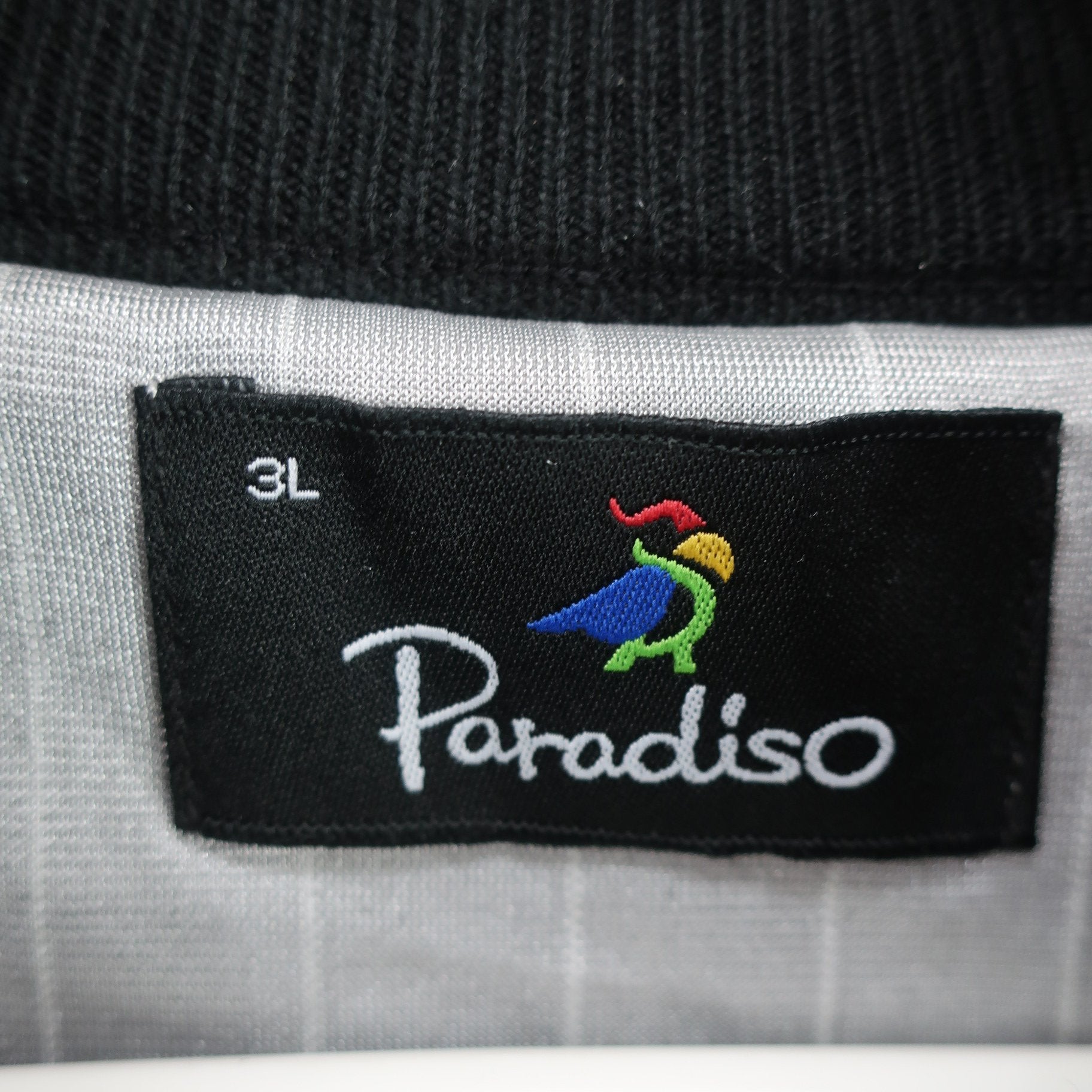 Paradiso(パラディーゾ) フルジップニットセーター 黒グレー系ボーダー メンズ 3L N