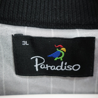 Paradiso(パラディーゾ) フルジップニットセーター 黒グレー系ボーダー メンズ 3L N