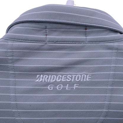BRIDGESTONE GOLF(ブリヂストンゴルフ) 長袖ポロシャツ グレー白ボーダー メンズ LL B