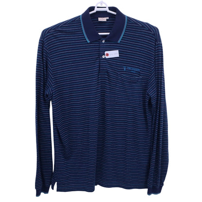 TRUSSARDI GOLF(トラサルディゴルフ) 長袖ポロシャツ ネイビーボーダー メンズ 48 B