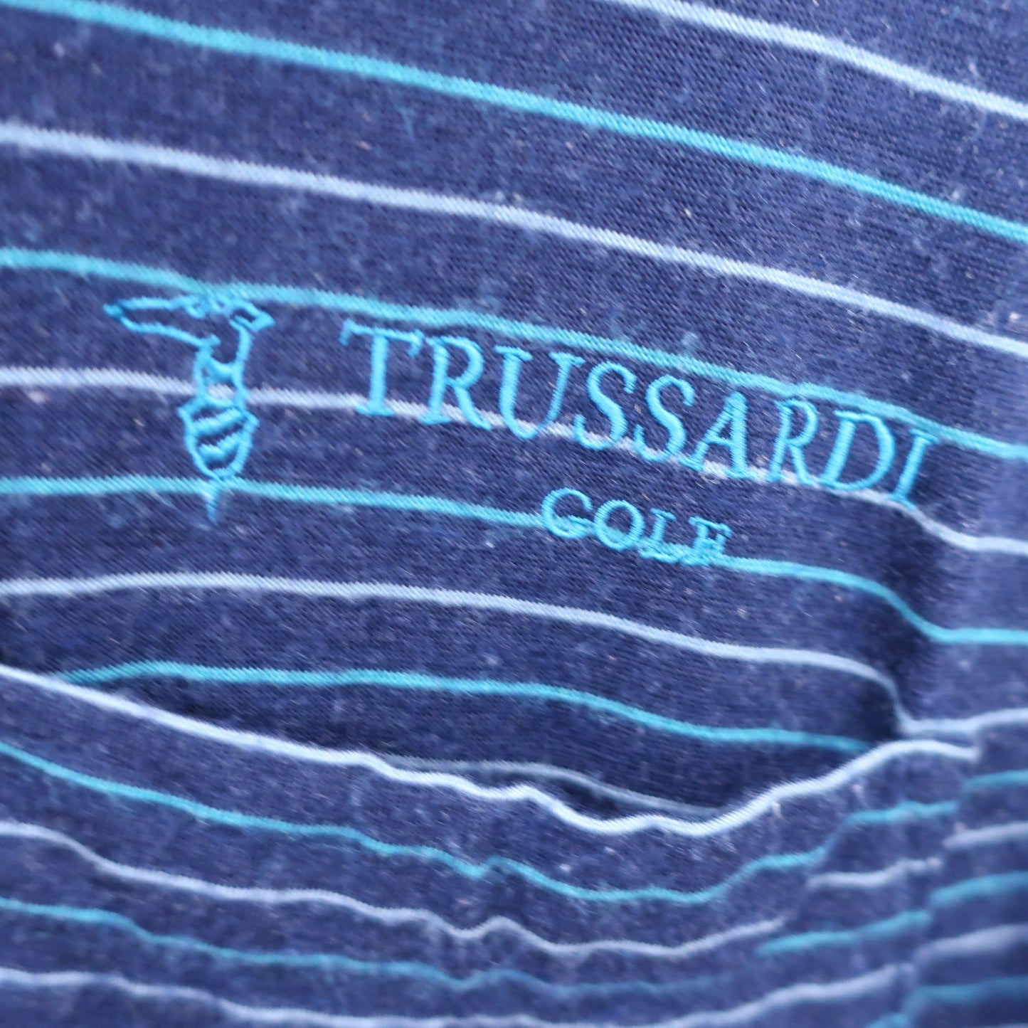TRUSSARDI GOLF(トラサルディゴルフ) 長袖ポロシャツ ネイビーボーダー メンズ 48 B
