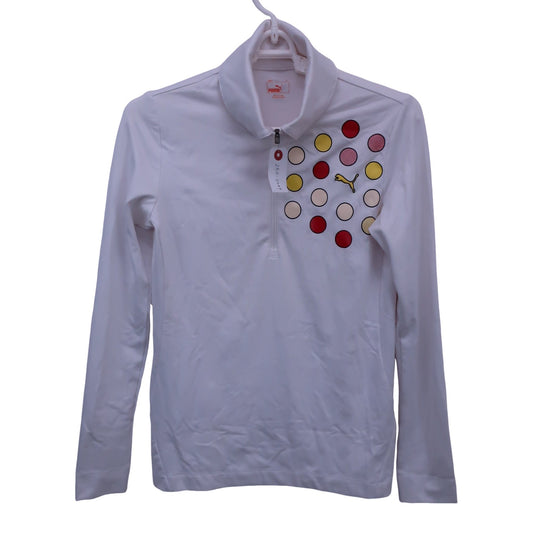 PUMA GOLF(プーマゴルフ) 長袖ハーフジップポロシャツ 白 レディース M B