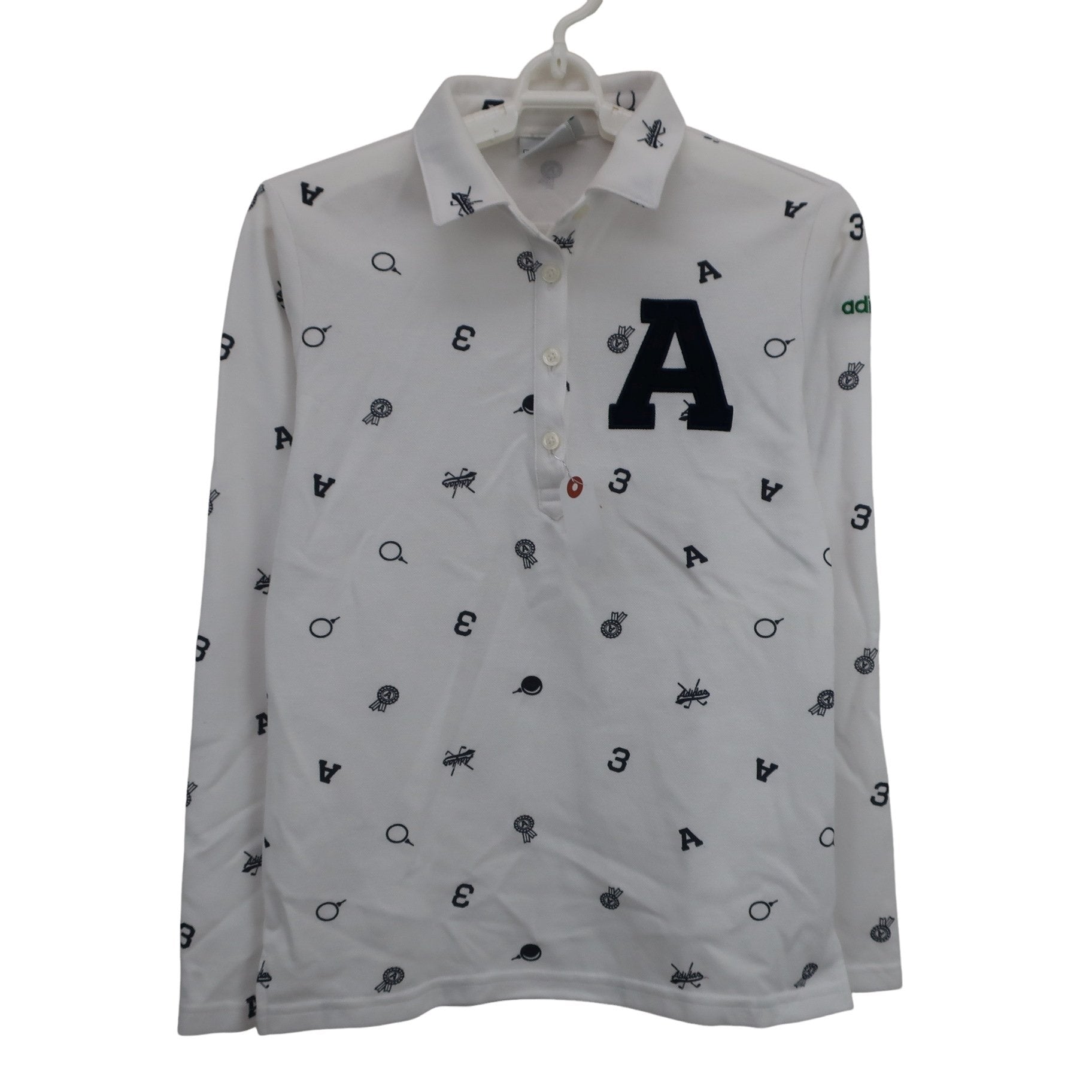 adidas(アディダス) 長袖ポロシャツ 白ネイビー レディース S/P B