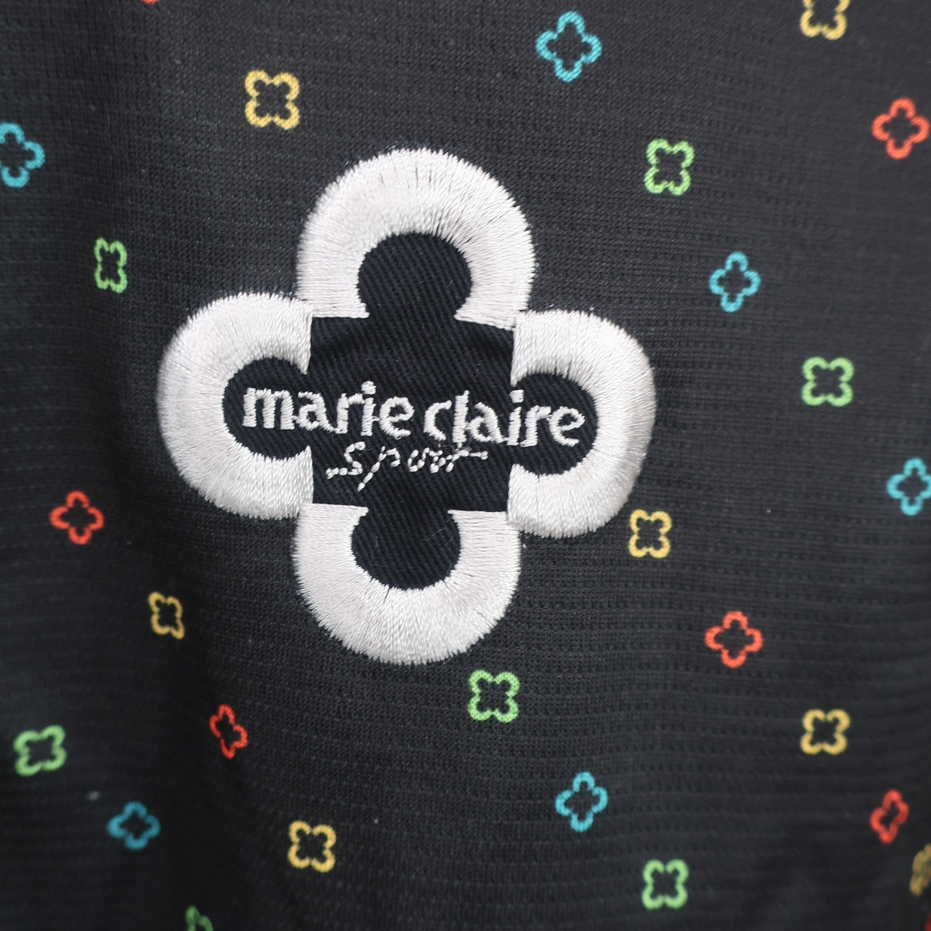 marie claire sport(マリ・クレール・スポーツ) 半袖ハーフジップシャツ 黒 レディース M A