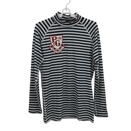 PEARLY GATES(パーリーゲイツ) ハイネックシャツ 白ネイビーボーダー メンズ 5 053-266180 B