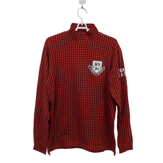 PEARLY GATES(パーリーゲイツ) ハイネックシャツ 赤黒千鳥柄 メンズ 5 053-266914 B