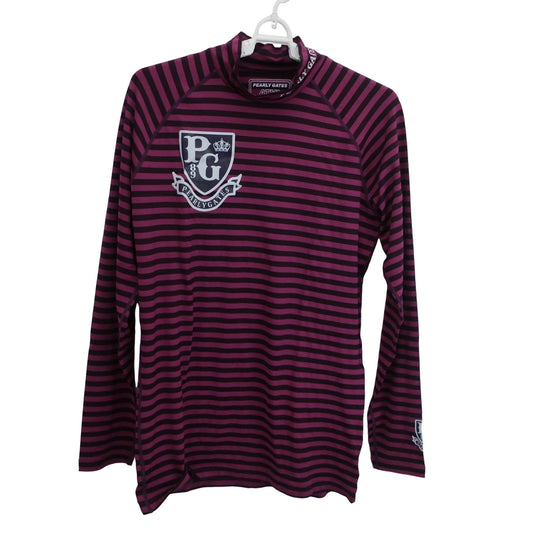 PEARLY GATES(パーリーゲイツ) ハイネックシャツ 紫ボーダー メンズ 5 053-266180 A