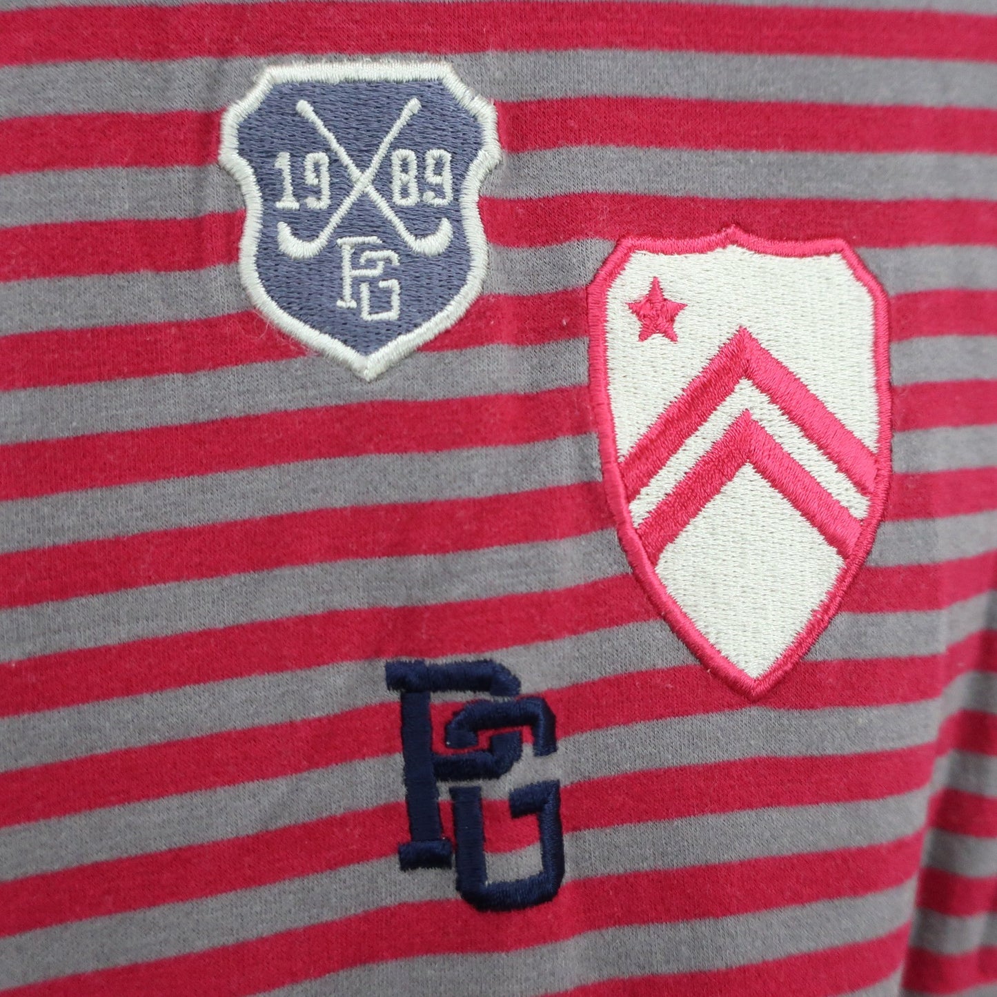 PEARLY GATES(パーリーゲイツ) 長袖ハーフジップシャツ グレーピンクボーダー メンズ 5 053-166001 B