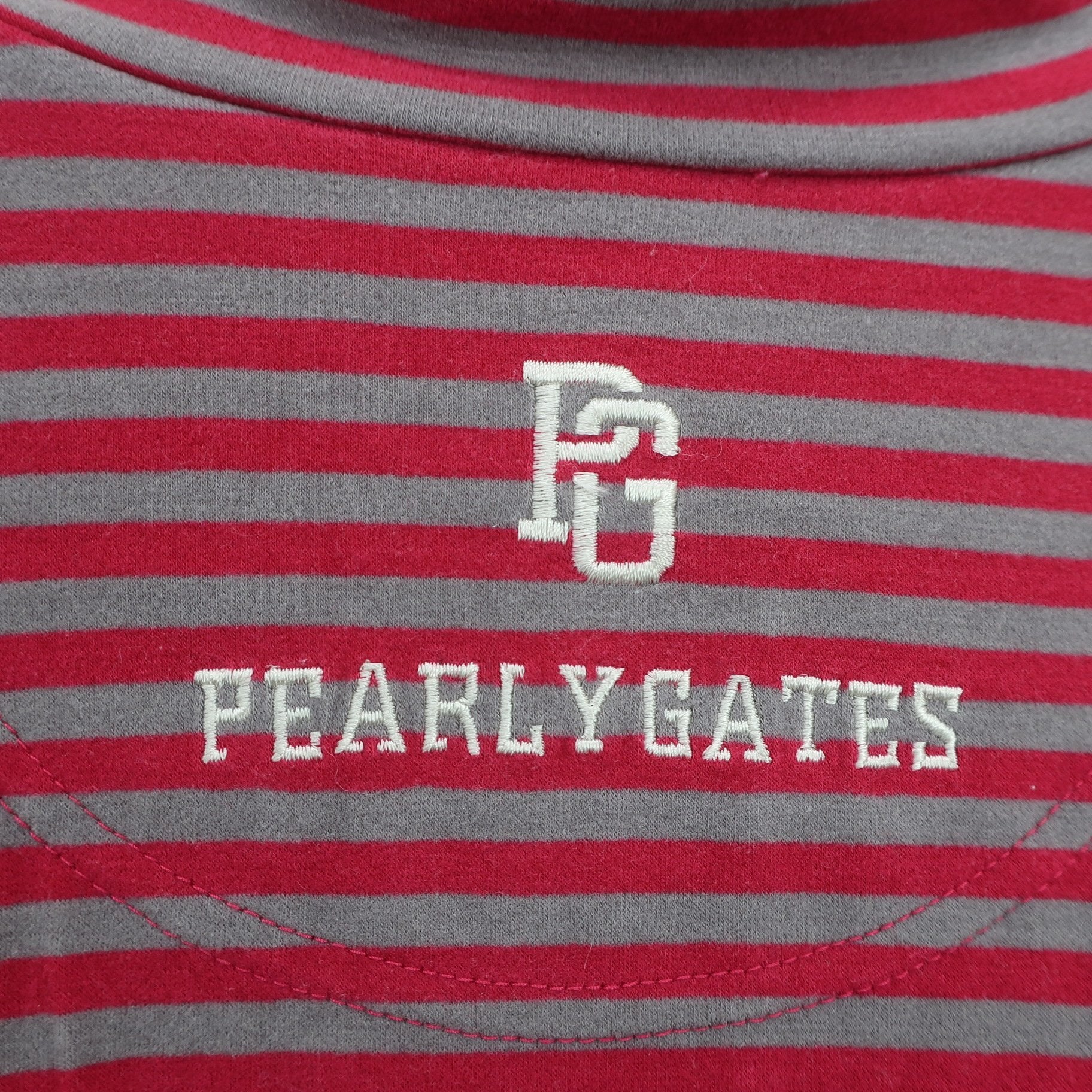 PEARLY GATES(パーリーゲイツ) 長袖ハーフジップシャツ グレーピンクボーダー メンズ 5 053-166001 B