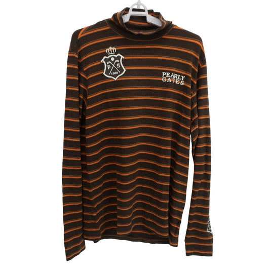 PEARLY GATES(パーリーゲイツ) ハイネックシャツ ブラウンボーダー メンズ 5 053-266150 B