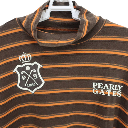PEARLY GATES(パーリーゲイツ) ハイネックシャツ ブラウンボーダー メンズ 5 053-266150 B