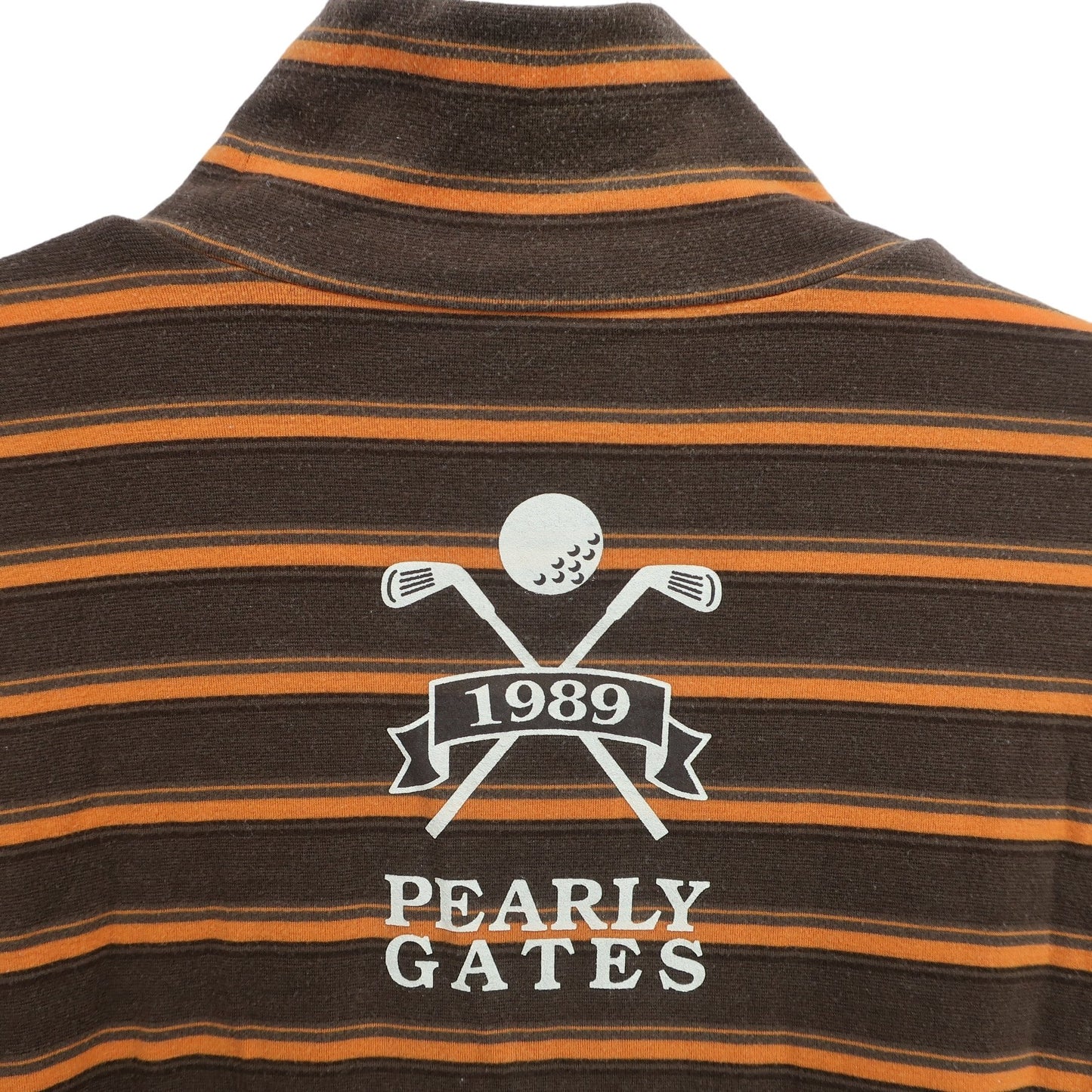 PEARLY GATES(パーリーゲイツ) ハイネックシャツ ブラウンボーダー メンズ 5 053-266150 B