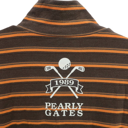 PEARLY GATES(パーリーゲイツ) ハイネックシャツ ブラウンボーダー メンズ 5 053-266150 B