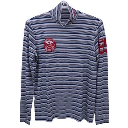 PEARLY GATES(パーリーゲイツ) ハイネックシャツ 白青系ボーダー メンズ 5 053-7166103 B